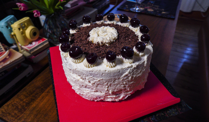 Celebratory Black Forest cake and photo by Jason Pramas
